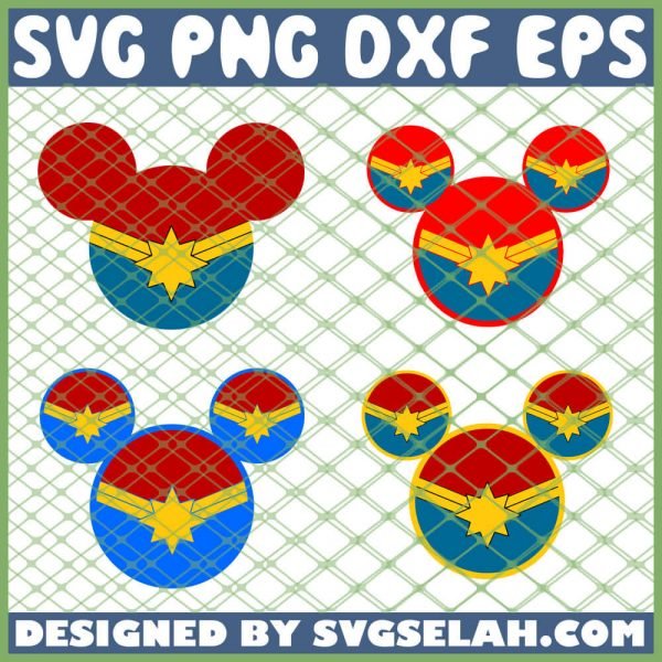 Captain Marvel Mickey Head SVG PNG DXF EPS 1