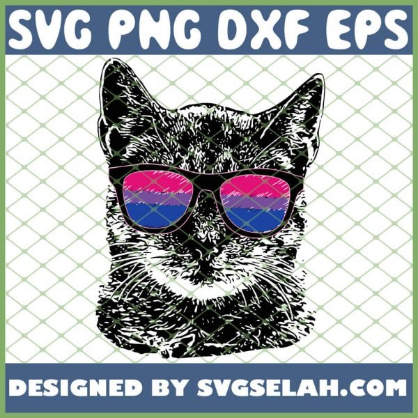 Bisexual Gay Pride Cat Lgbt Sunglasses SVG PNG DXF EPS 1