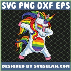 Dabbing Unicorn Gay Pride Lgbt Lesbian Rainbow SVG PNG DXF EPS 1