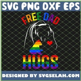 Free Dad Hugs Bear Lover Rainbow Lgbt Pride SVG PNG DXF EPS 1