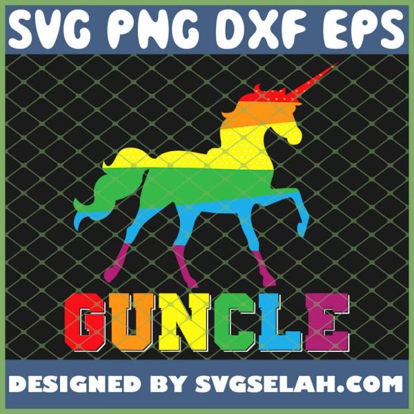 Guncle Gay Uncle Pride Rainbow Unicorn Lgbt SVG PNG DXF EPS 1