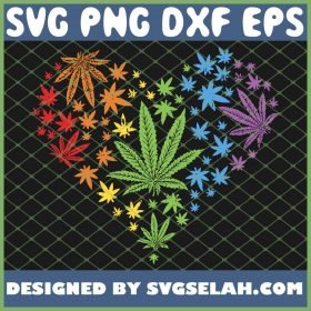 Marijuana Heart Lgbt Weed Leaf Gay Pride Stoner SVG PNG DXF EPS 1