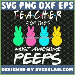 Colorful Bunny Easter Day Friend Teacher Of The Most Awesome Peeps SVG PNG DXF EPS 1