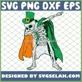 Dabbing Skeleton Irish Shamrock St Patricks Day SVG PNG DXF EPS 1