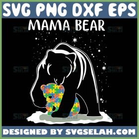 Mama Bear Autism Awareness Svg Baby Bear Puzzle Svg 1