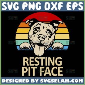 Resting Pit Face Svg Vintage Pitbull Mom Svg American Bulldog Svg 1