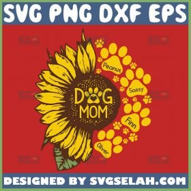 Sunflower Dog Mom Svg Sunflower Paw Print Svg Half Sunflower Svg 1