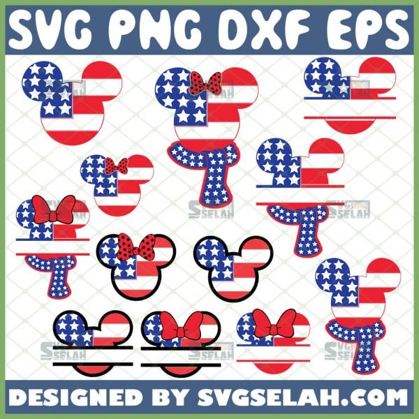 American Mickey And Minnie Mouse Usa Flag Svg Patriotic Mickey Svg Disney Fourth Of July Svg Bundle 1 