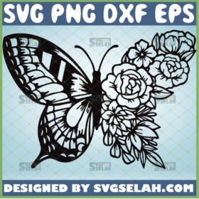 half butterfly half flower svg floral animal tattoo design ideas