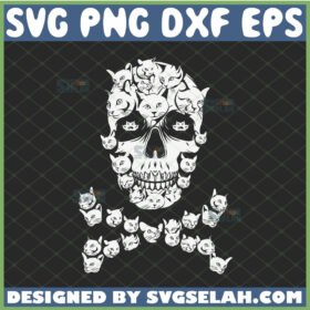 skull crossbone svg cat face halloween svg