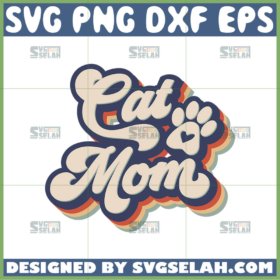 cat mom retro svg