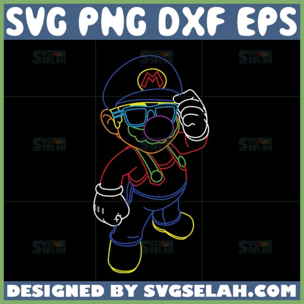 super mario neon outline svg